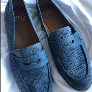 Franco Sarto Blue Suede Loafers Size 8.5